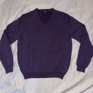 Brooks Brothers Unisex Size L Large Sweater Italian Merino Wool V-Neck Purple